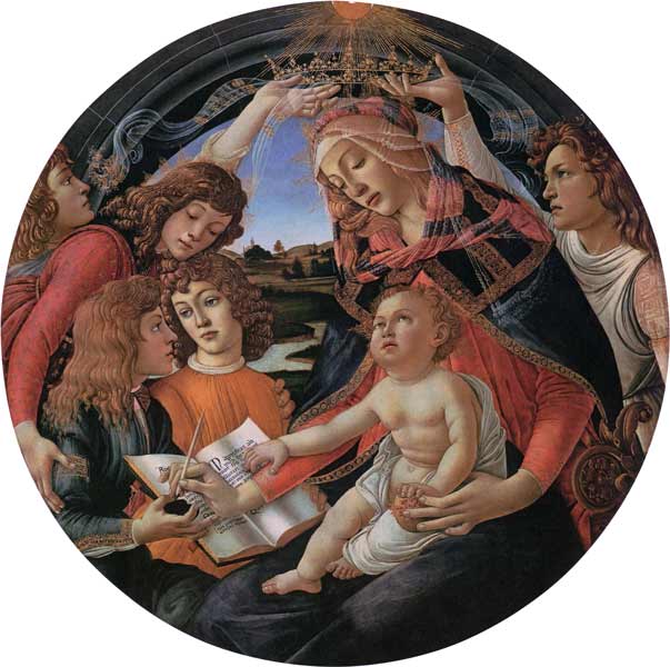 Madonna with child and five angels from Sandro Botticelli