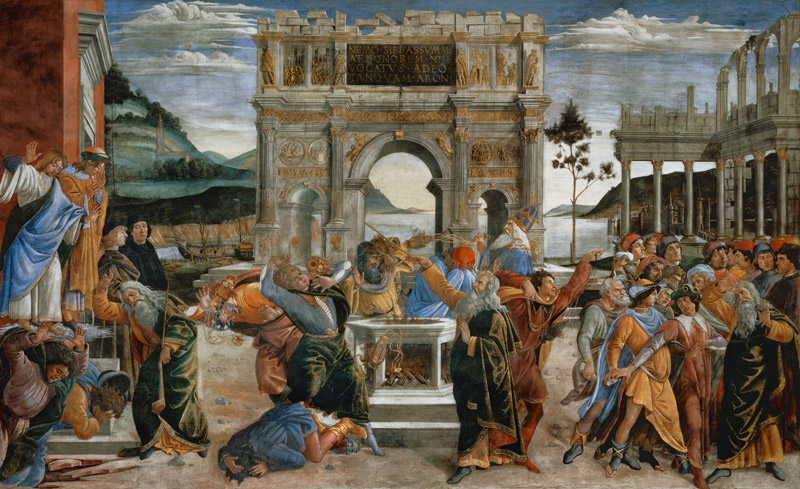 Riot against the law of the Moses from Sandro Botticelli