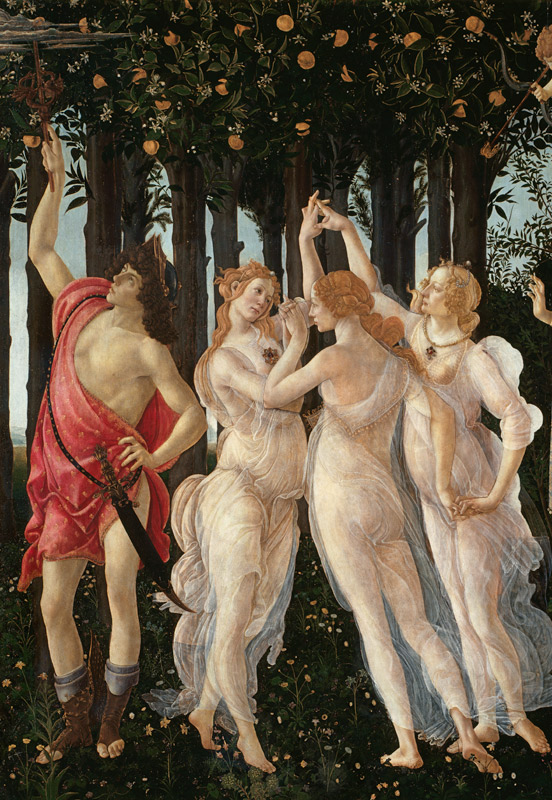 Primavera: Detail of the Three Graces and Mercury from Sandro Botticelli