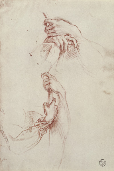 Two studies of a young man's pair of hands (red chalk) from Sandro Botticelli