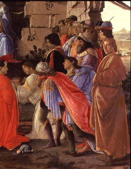 The Adoration of the Magi, detail of depicting self portrait and those of the Medici family from Sandro Botticelli