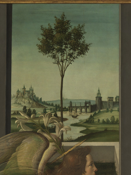 Botticelli, Verkündigung, Flusslandsch.. from Sandro Botticelli