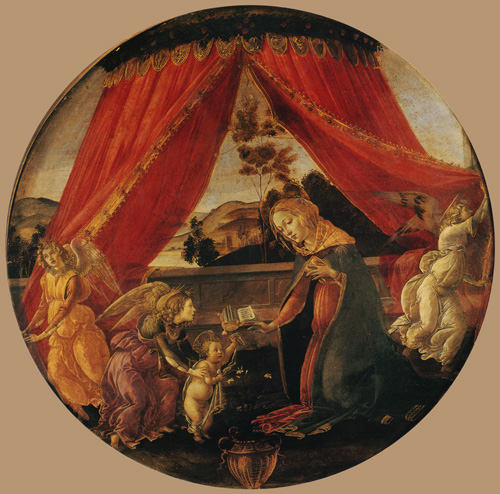 Madonna and child with three angels from Sandro Botticelli