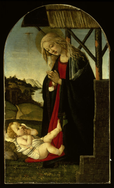 S.Botticelli, Madonna Adoring Christ. from Sandro Botticelli