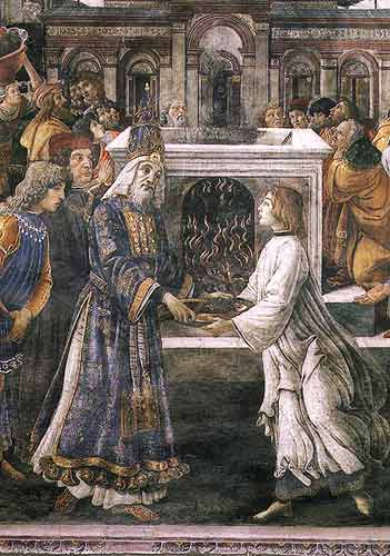 The Purification of the Leper and the Temptation of Christ, in the Sistine Chapel: detail of the pur from Sandro Botticelli