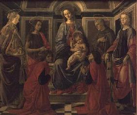 Virgin and Child with SS. Mary Magdalene, John The Baptist, Cosmo, Damian, Francis and Catherine, c.