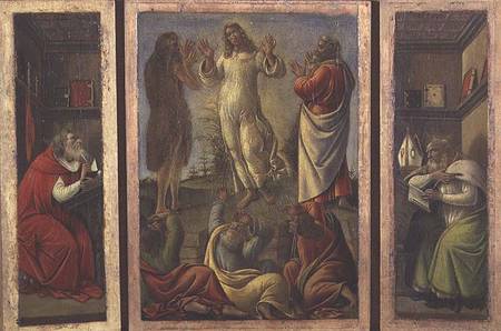 Triptych showing the Transfiguration, Jesus Appearing to his Disciples with SS. Jerome and Augustine from Sandro Botticelli