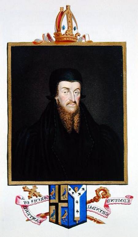 Portrait of Edmund Grindal (c.1519-83) Archbishop of Canterbury from 'Memoirs of the Court of Queen from Sarah Countess of Essex