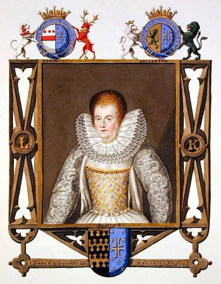 Portrait of Lettice Knollys (c.1541-1634) Daughter of Sir Francis Knollys from 'Memoirs of the Court from Sarah Countess of Essex