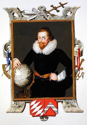 Portrait of Sir Walter Raleigh (c.1552-1618) from 'Memoirs of the Court of Queen Elizabeth', publish from Sarah Countess of Essex
