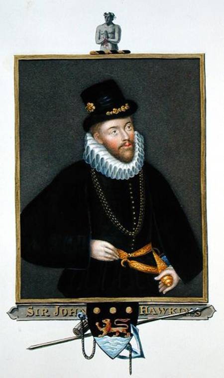 Portrait of Sir John Hawkins (1532-95) from 'Memoirs of the Court of Queen Elizabeth' after a triple from Sarah Countess of Essex