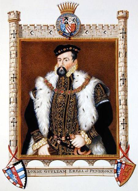 Portrait of William Herbert (c.1506-70) 1st Earl of Pembroke from 'Memoirs of the Court of Queen Eli from Sarah Countess of Essex