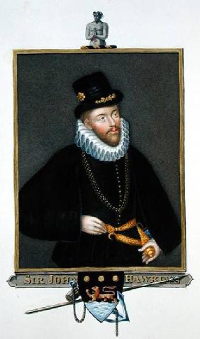 Portrait of Sir John Hawkins (1532-95) from 'Memoirs of the Court of Queen Elizabeth' after a triple