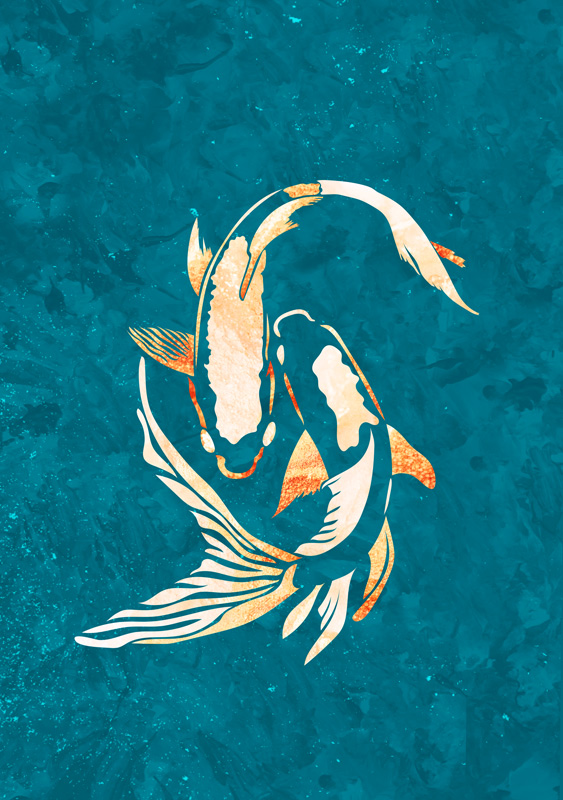 Gold Blue Koi Fish from Sarah Manovski