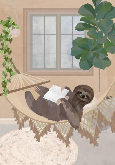Lazy sloth in hammock