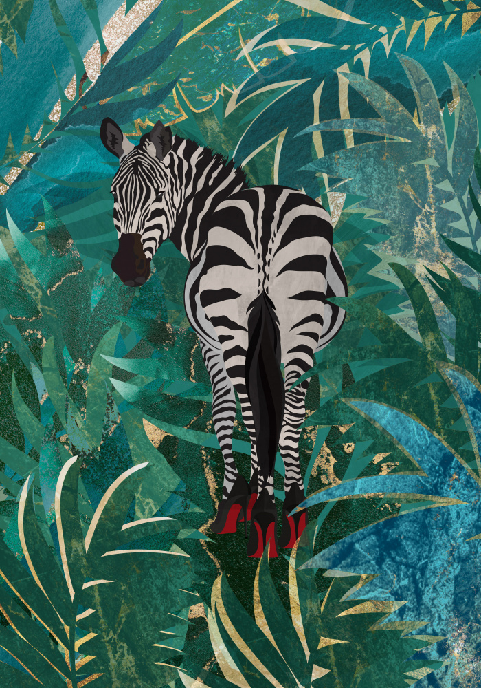 Zebra wearing heels in the jungle from Sarah Manovski