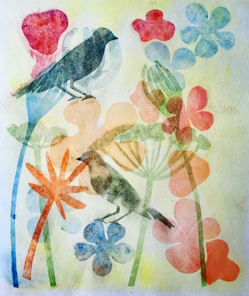 Two birds and flowers from Sarah Thompson-Engels