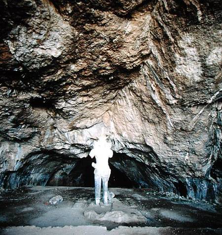 Statue of Shapur I (AD 241-70) carved from a stalagmite (photo) from Sasanian