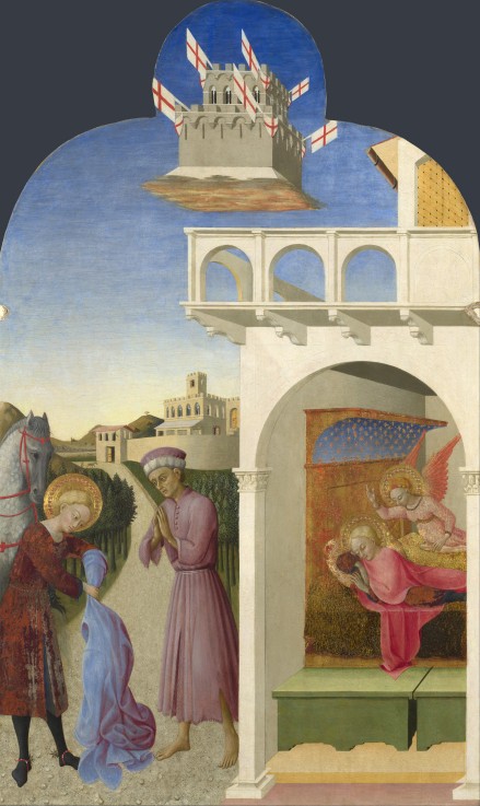 Saint Francis and the Poor Knight, and Francis's Vision (From Borgo del Santo Sepolcro Altarpiece) from Sassetta