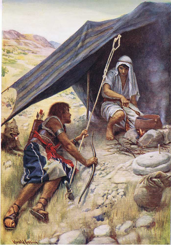 Esau sells his birthright, illustration from Pictures That Teach The Crown Series , 1920 from Savile Lumley