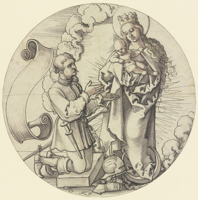 Die Madonna auf der Mondsichel mit einem knienden Ritter als Stifter from Sebald Beham