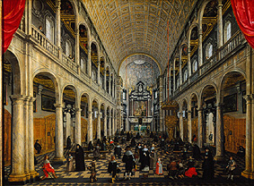 Interior view of the Jesuit church to Antwerp from Sebastian Vrancx