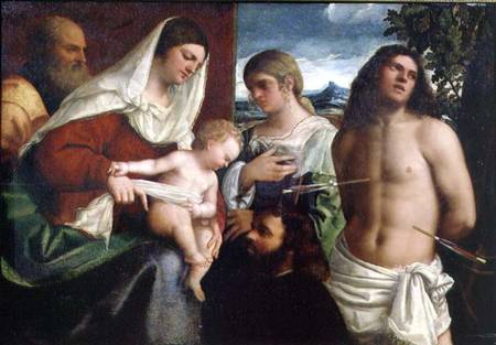 Sacra Conversatione with SS. Catherine, Sebastian and Holy Family from Sebastiano del Piombo