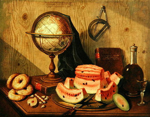 Still Life with Globe and Watermelon (oil on canvas) from Sebastiano Lazzari