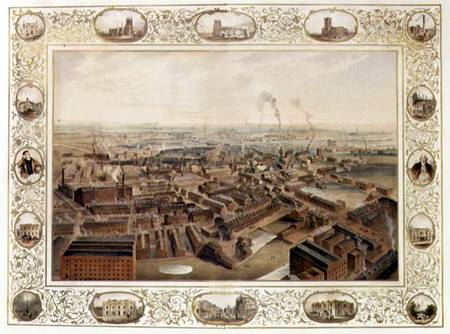 Bolton from Blinkhorn's Chimney with vignettes of Local Buildings from Selim Rothwell