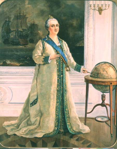 Empress Catherine II (1729-96) in naval full dress from Sergei Varlenovich Pen