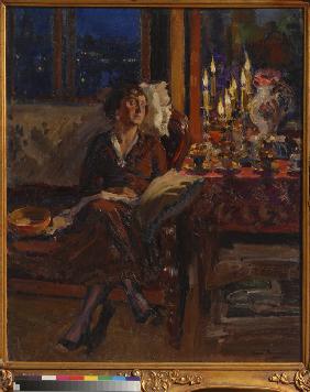 Lady with Book in an Interior