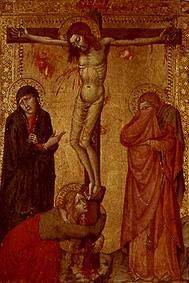 Christ at the cross with Maria, Johannes and Magdalena. from Sienesisch