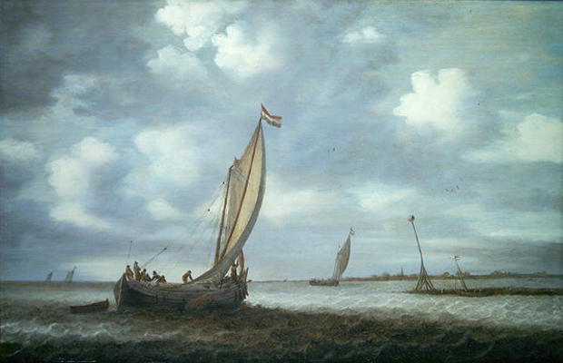 Ships in an Estuary (oil on canvas) from Simon Jacobsz. Vlieger