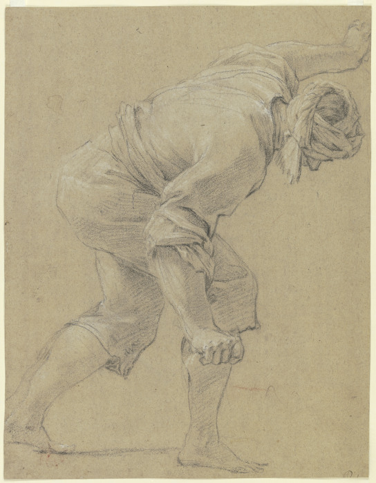 Ein sich nach rechts bückender Mann mit Turban from Simon Vouet