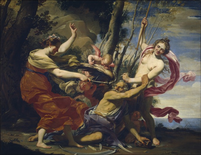 Father Time Overcome by Love, Hope and Beauty from Simon Vouet