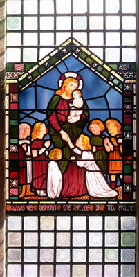 Detail of Christ Blessing the Children, 1861 (stained glass) (detail of 150156) from Sir Edward Burne-Jones