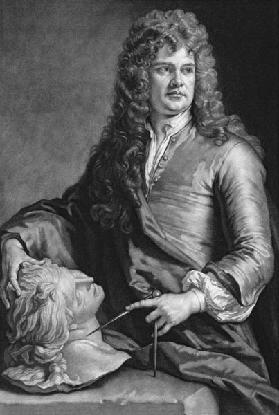 Grinling Gibbons (1648-1721) (litho) from Sir Godfrey Kneller