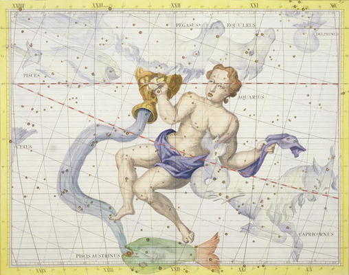 Constellation of Aquarius, plate 9 from 'Atlas Coelestis', by John Flamsteed (1646-1710), published from Sir James Thornhill