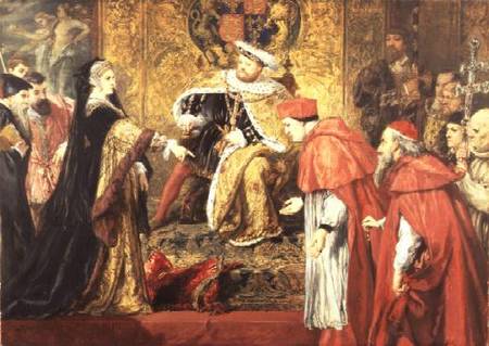 Catherine of Aragon and Henry VIII with Cardinals from Sir John Gilbert