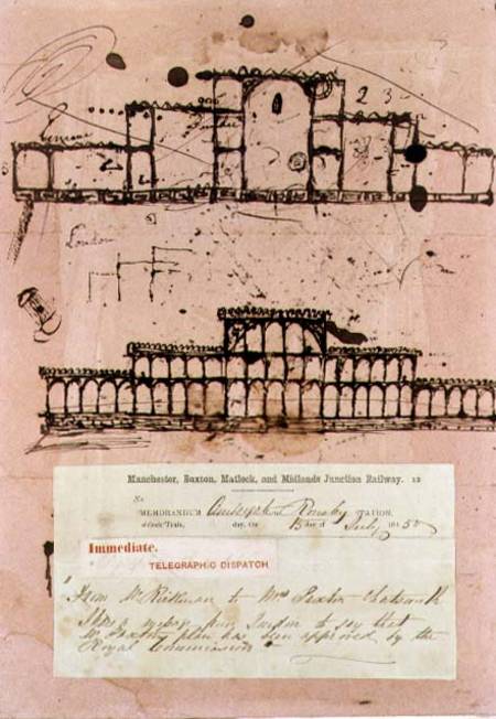 Great Exhibition, 1851: first sketch for the building from Sir Joseph Paxton
