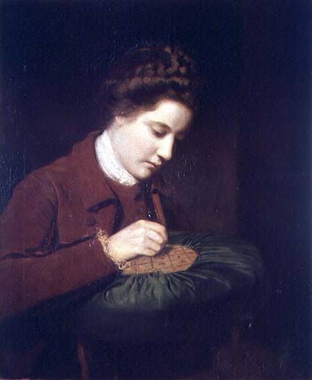 Lady embroidering, Mary Duchess of Richmond from Sir Joshua Reynolds
