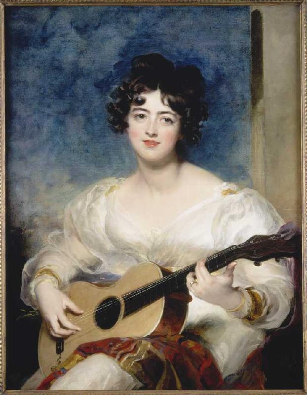 Portrait of the Lady Wallscourt when playing instruments from Sir Thomas Lawrence