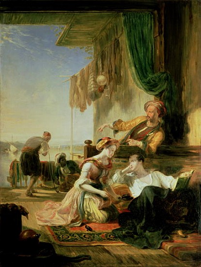 Lord Byron reposing in the house of a fisherman having swum the Hellespont from Sir William Allan