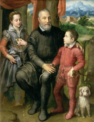 Portrait of the artist's family, Minerva (sister) Amilcare (father) and Asdrubale (brother), 1559 from Sofonisba Anguissola
