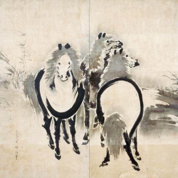 Horses, Japanese, Edo period - Soga Shohaku as art print or hand