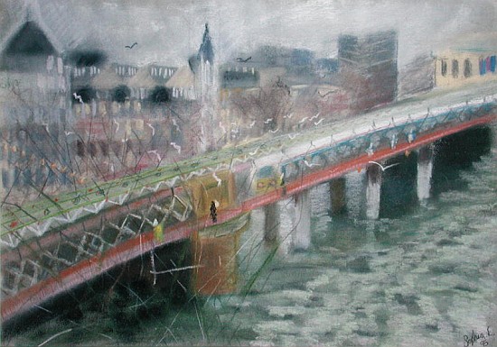 Hungerford Bridge, from the South Bank, 1995 (pastel on paper)  from Sophia  Elliot