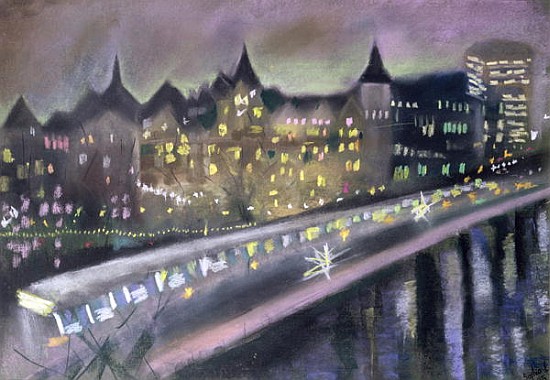 Hungerford Bridge, from the South Bank, 1995 (pastel on paper)  from Sophia  Elliot