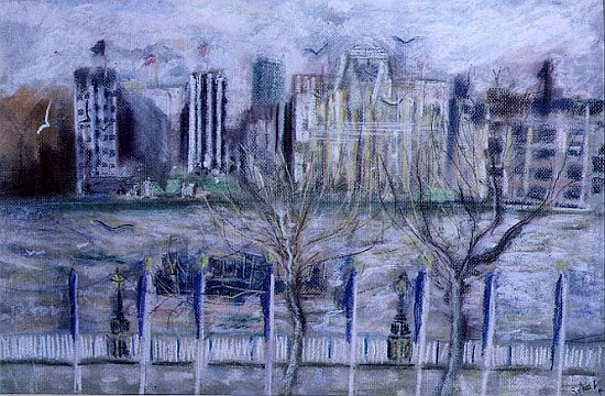 Shell Mex House, from the South Bank, 1995 (pastel on paper)  from Sophia  Elliot