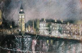 Big Ben, from the South Bank, 1995 (pastel on paper) 