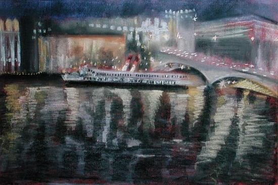 Waterloo Bridge, from the South Bank, 1995 (pastel on paper)  from Sophia  Elliot